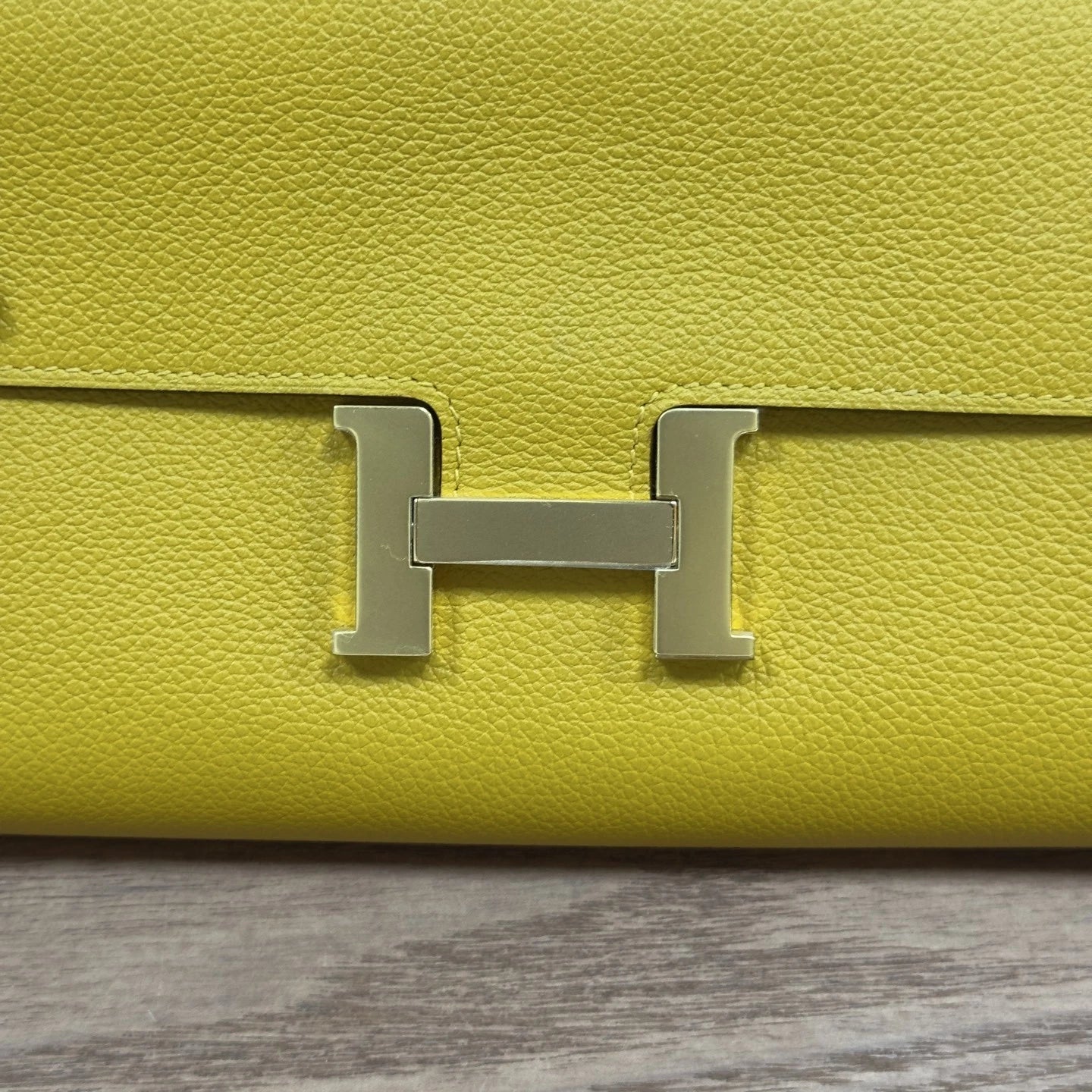 Hermes Constance Togo Leather Long Wallet Yellow Gold Hardware