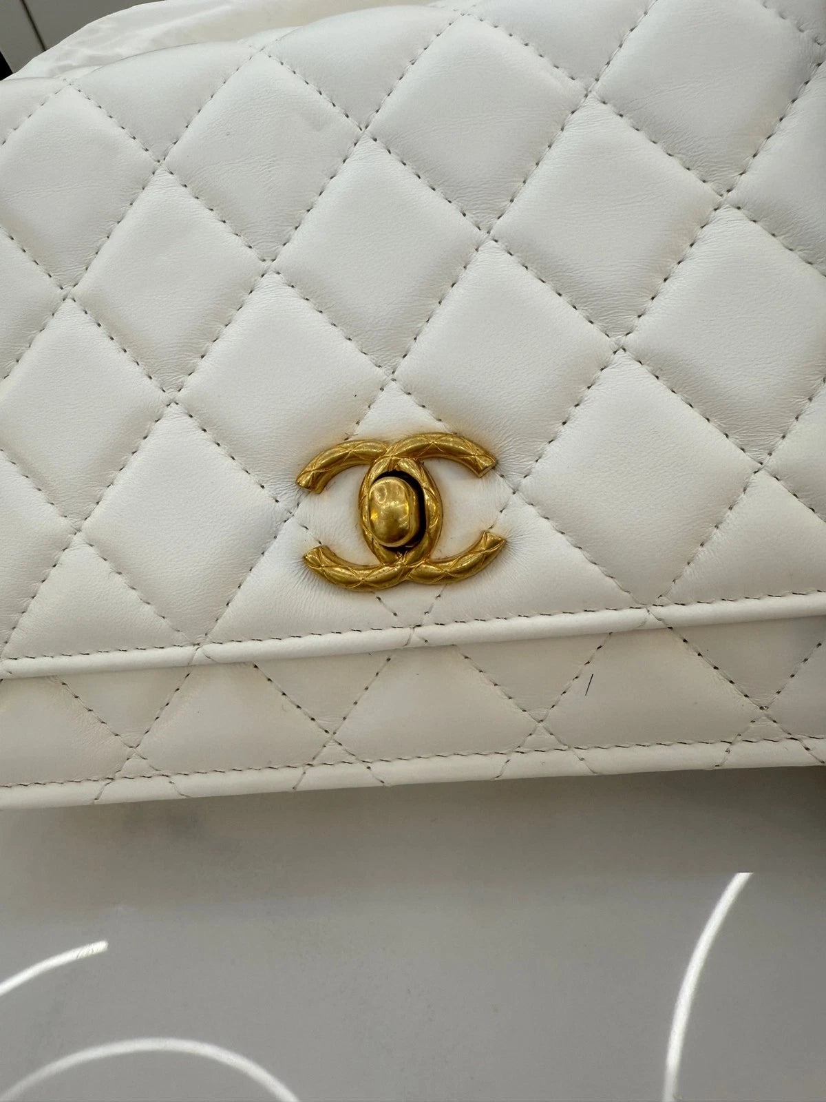 CHANEL White Gold WOC Crossbody Bag For Women