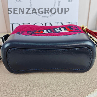 Chanel Red & Black Gabrielle Hobo Bag Gold Chain Strap Women's Fashion