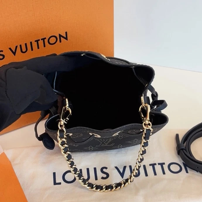 Louis Vuitton Bella Pico Mini Bucket Chain Top Handle Crossbody Black Gold