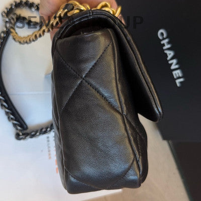 Chanel 19 Bag Black Gold Small Quilted Chain Shoulder Crossbody Bag