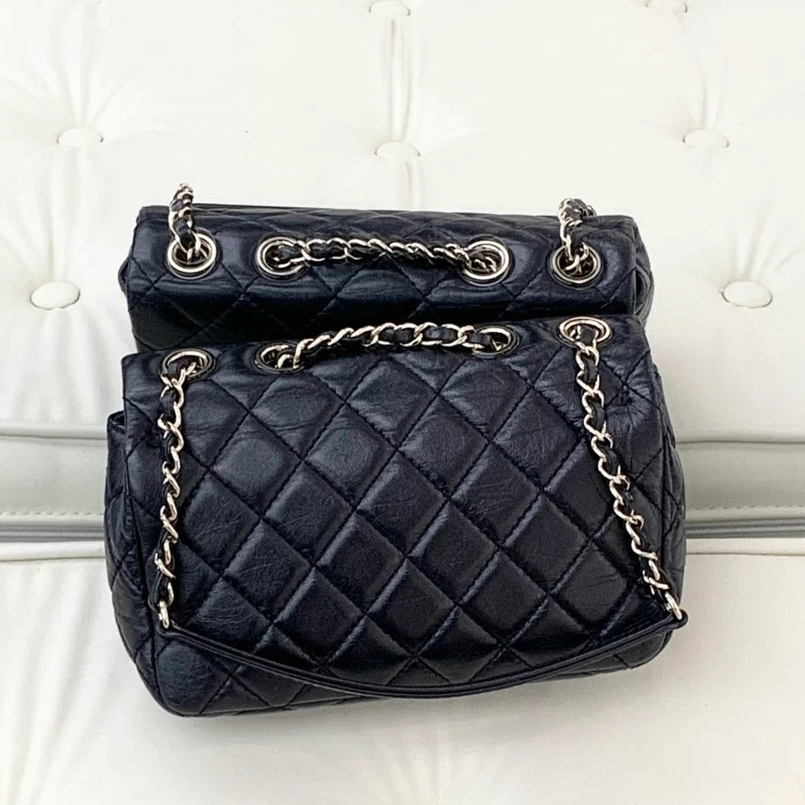 Excellent Chanel Classic Flap Mini Chain Lambskin Shoulder Crossbody Bag Black