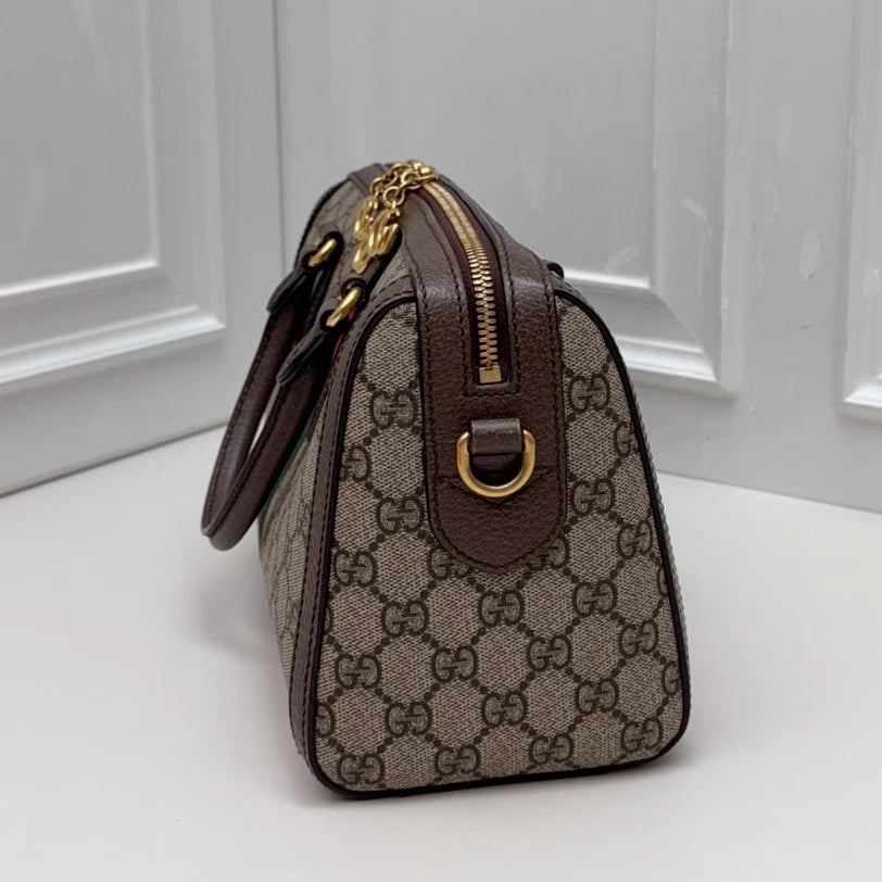 Gucci Ophidia Boston Bag GG Supreme Canvas Crossbody Bag Brown Women