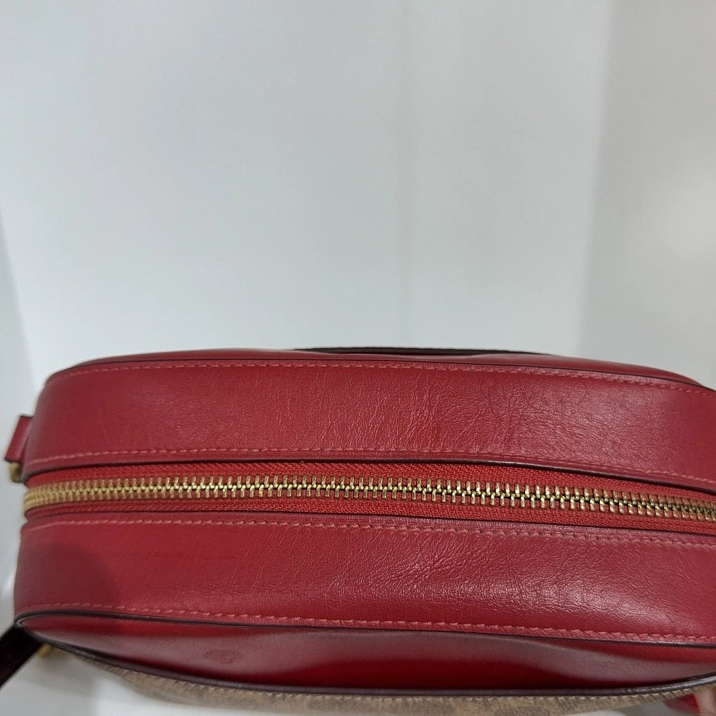 Coach Burgundy Monogram Canvas Crossbody Shoulder Bag For Women