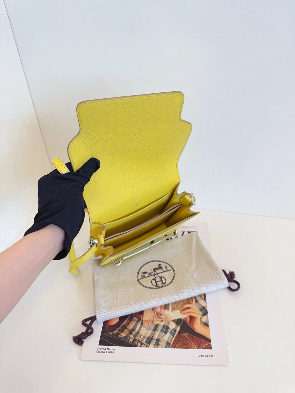 Hermes Roulis19 Mini Shoulder Bag For Women Yellow