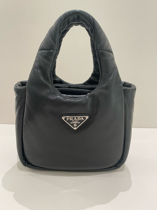 Prada Black Silver Cloud Tote Bag Handbag Shoulder Bag Classic Women's