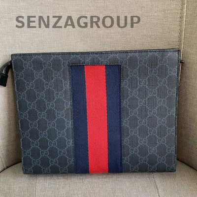 Gucci Zip-Around Clutch Bag in Black and Red with Silver Hardware