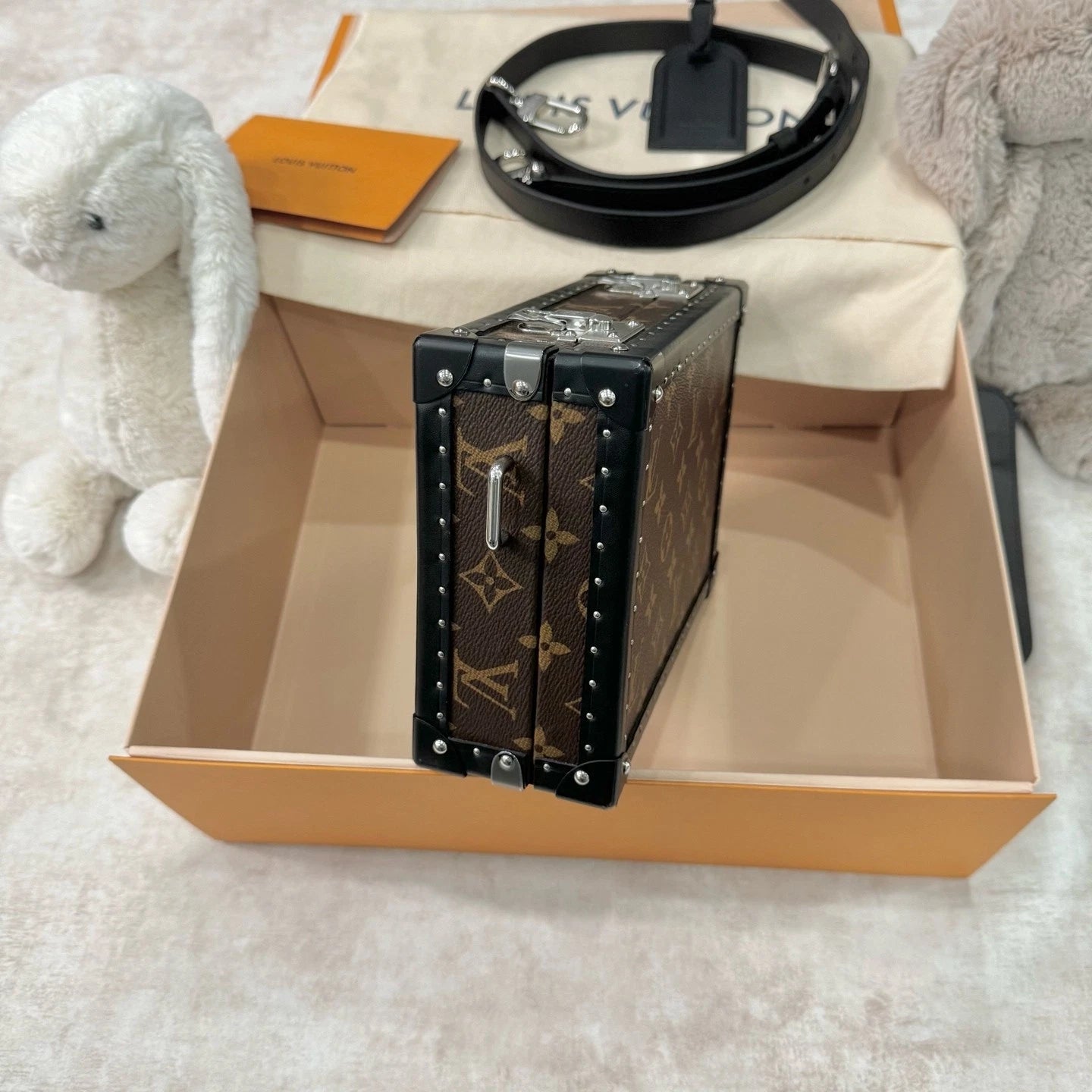 Louis Vuitton Monogram Black Edge Canvas Clutch Box For Women