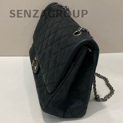 Chanel Classic Quilted Lambskin Chain Shoulder Bag Black Silver Hardware