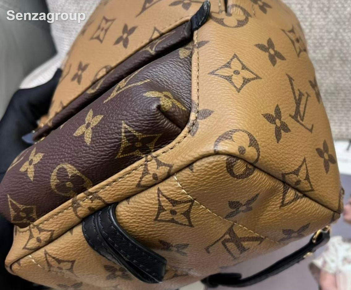 Louis Vuitton Palm Springs Mini Monogram Backpack Brown Gold Used Women Classic