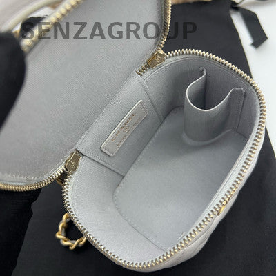 Chanel Classic Gray Gold Quilted Box Bag Chain Strap Shoulder Crossbody