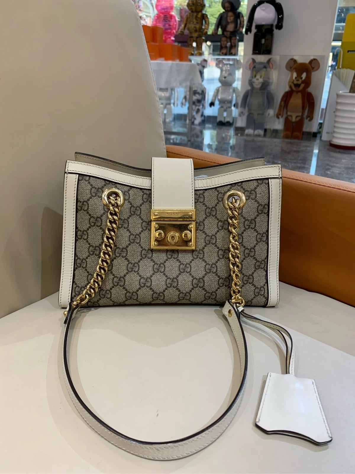 GUCCI Padlock Small GG Supreme Canvas Shoulder Bag For Women