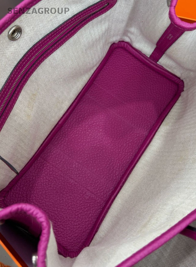Hermes L3 Garden30 Top Handle Bag Purple Silver Used Women Designer