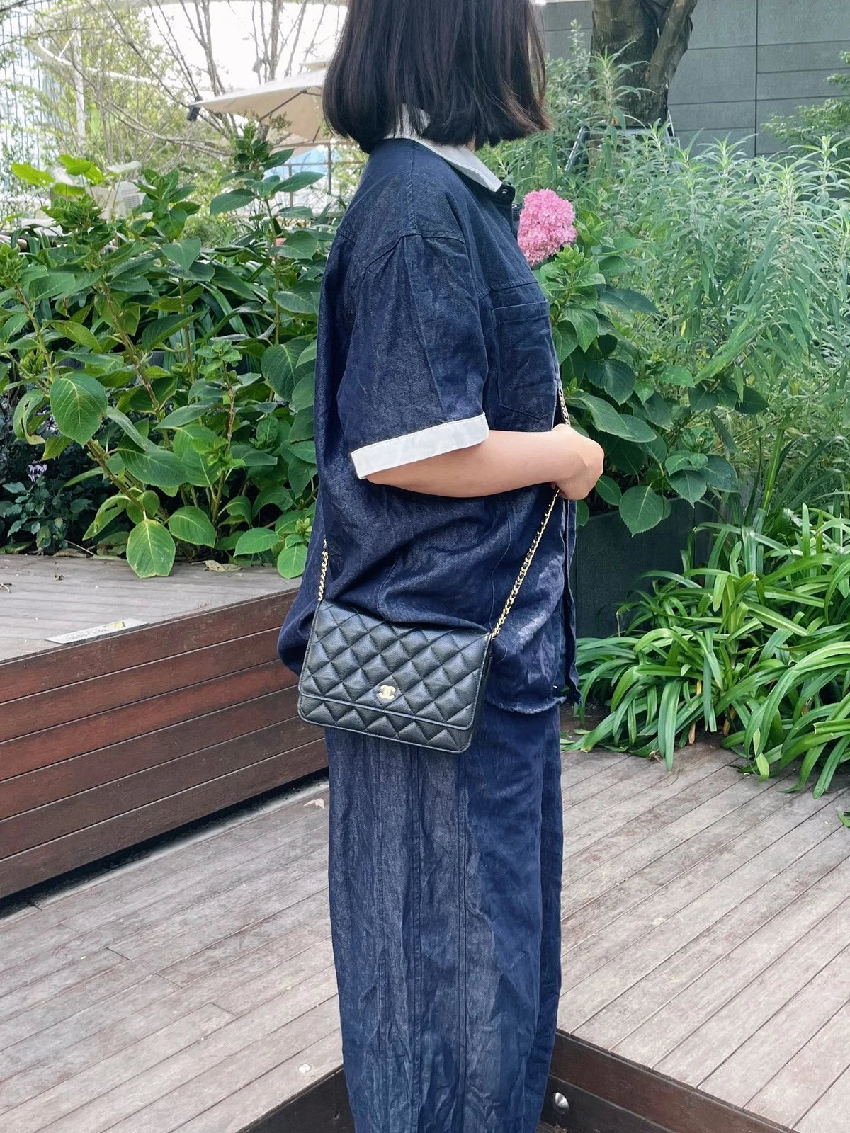 CHANEL Black Leather WOC Crossbody Bag For Women