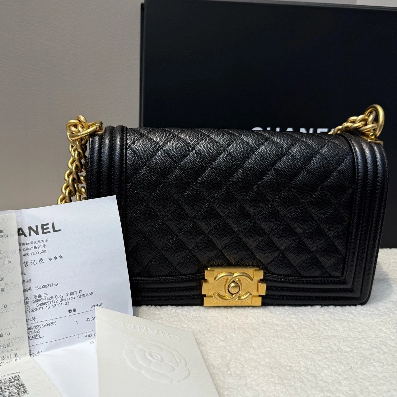 Authentic CHANEL Calfskin LeBoy Shoulder Bag For Women Pre-owned