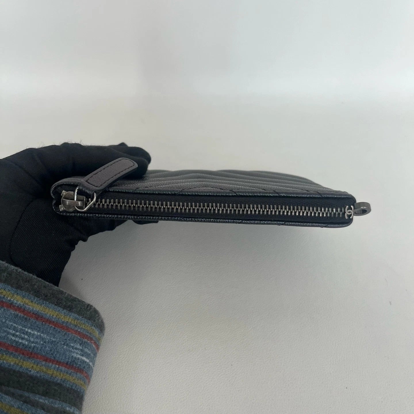 CHANEL Caviar Leather Zipper Card Holder Coin Wallet For Women