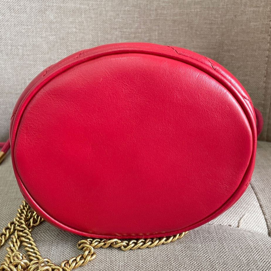 Gucci Marmont Pink Gold Bucket Bag Chain Shoulder Crossbody Women's Fashion