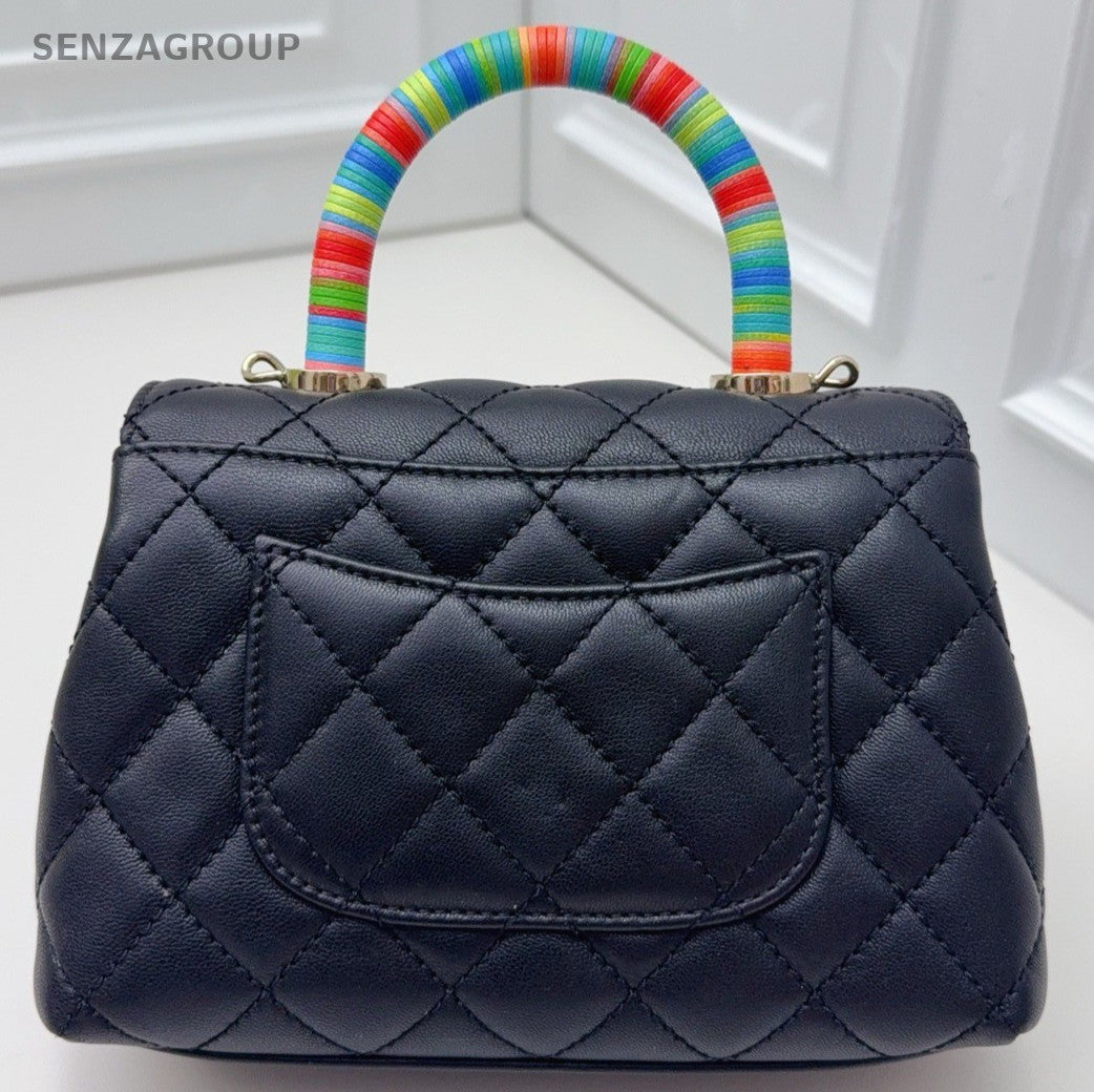 Chanel Cocohandle Mini Rainbow Tope Handle Bag Chain Shoulder Black Women