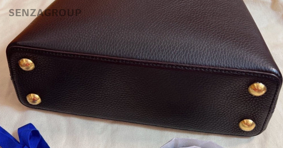 Louis Vuitton CAPUCINES Calfskin BB Top Handle Bag Black Gold Women Classic