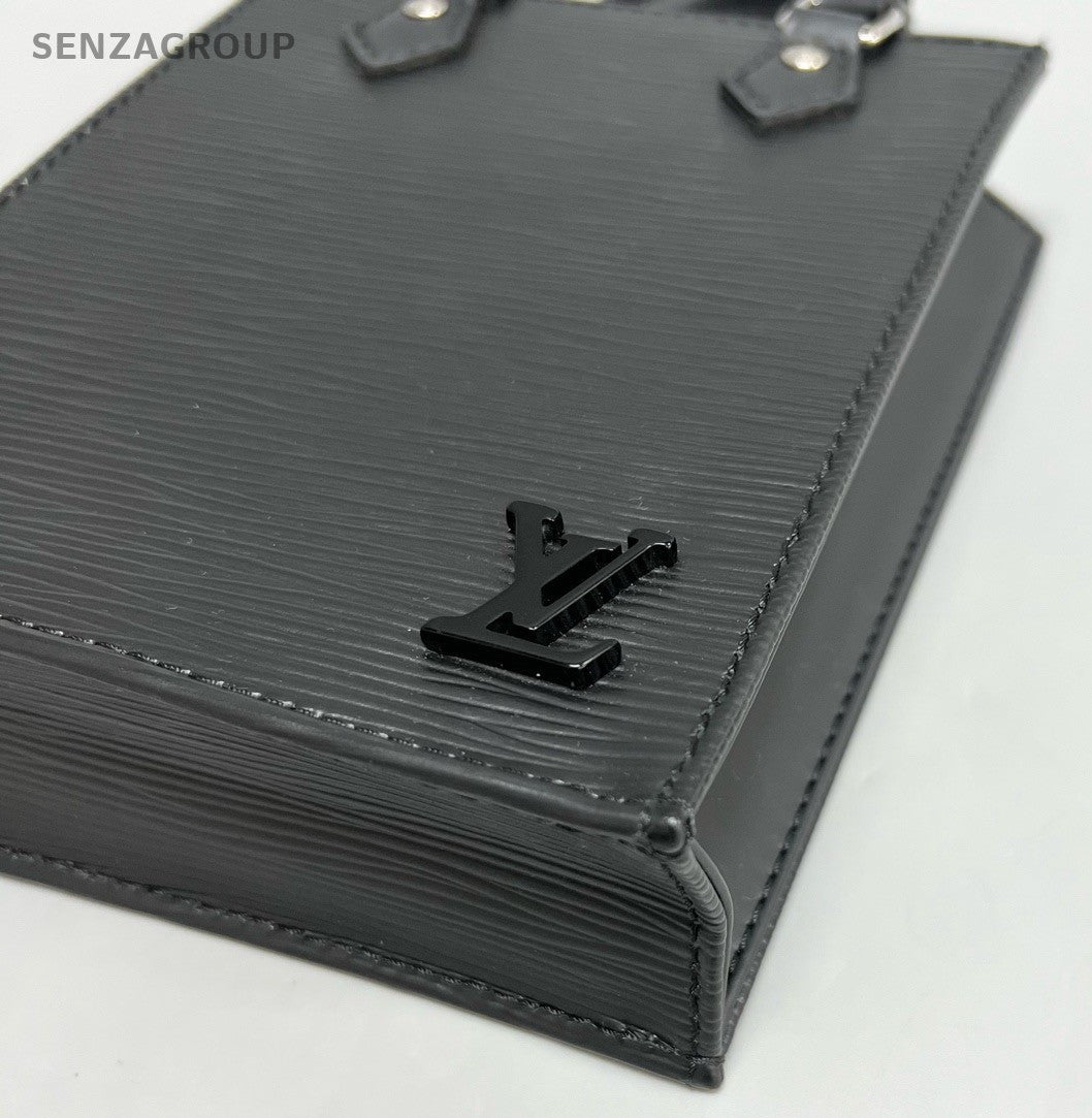 Louis Vuitton Epi Mini Top Handle Bag Crossbody Black Silver Women Classic