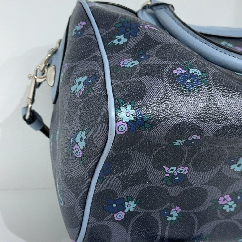 Coach Floral Print Colorblock Boston Handbag Crossbody Bag For Women