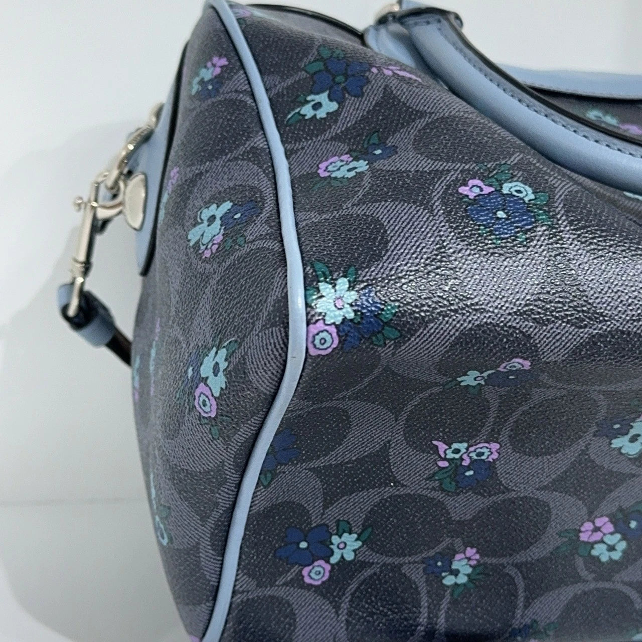 Coach Floral Print Colorblock Boston Handbag Crossbody Bag For Women