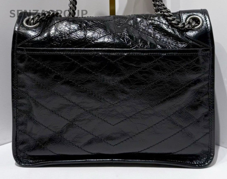 Saint Laurent Niki MM Chain Shoulder Bag Black Silver Used Women Classic