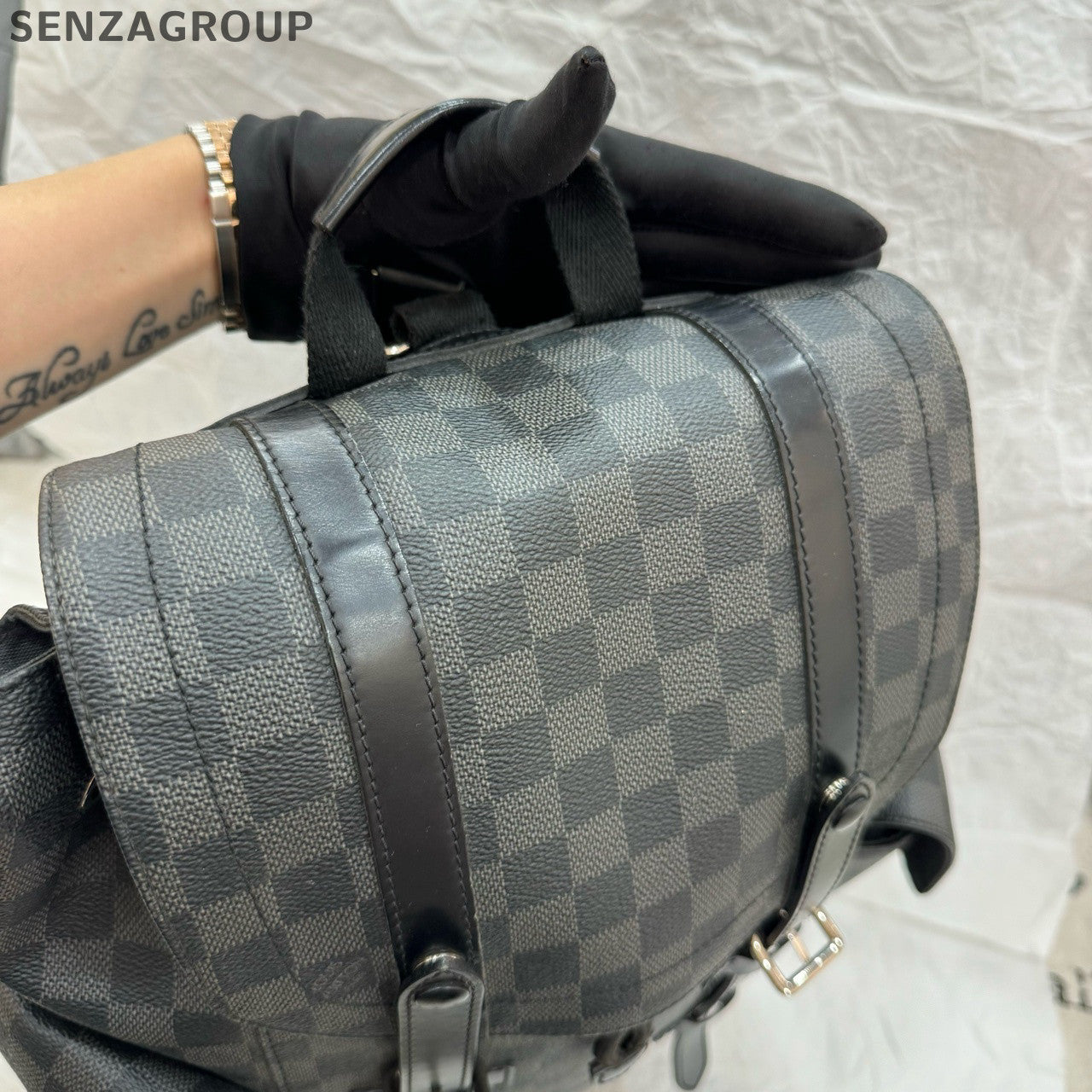 Louis Vuitton Black Damier Backpack Silver Hardware Unisex Classic