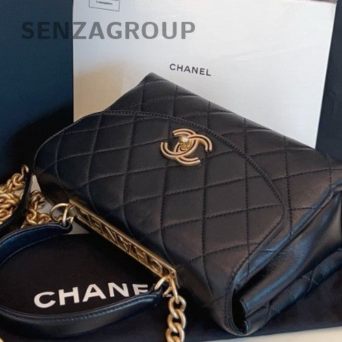 Chanel Trendy CC Handle PM Chain Crossbody Black Gold Women Classic Fashion