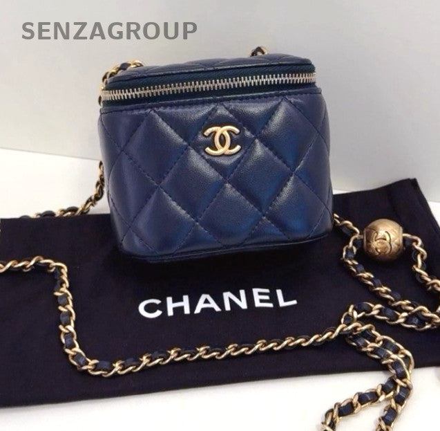 CHANEL Box mini Golden ball Chain Strap Shoulder handbag Navy Blue Women