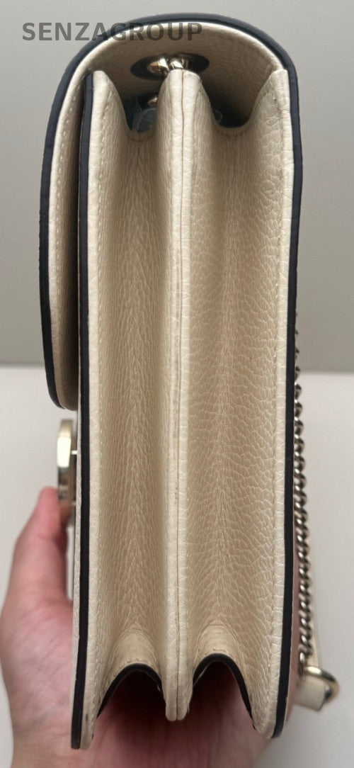 Gucci GG Textured Calfskin Shoulder Crossbody Bag Cream Almost Brand New