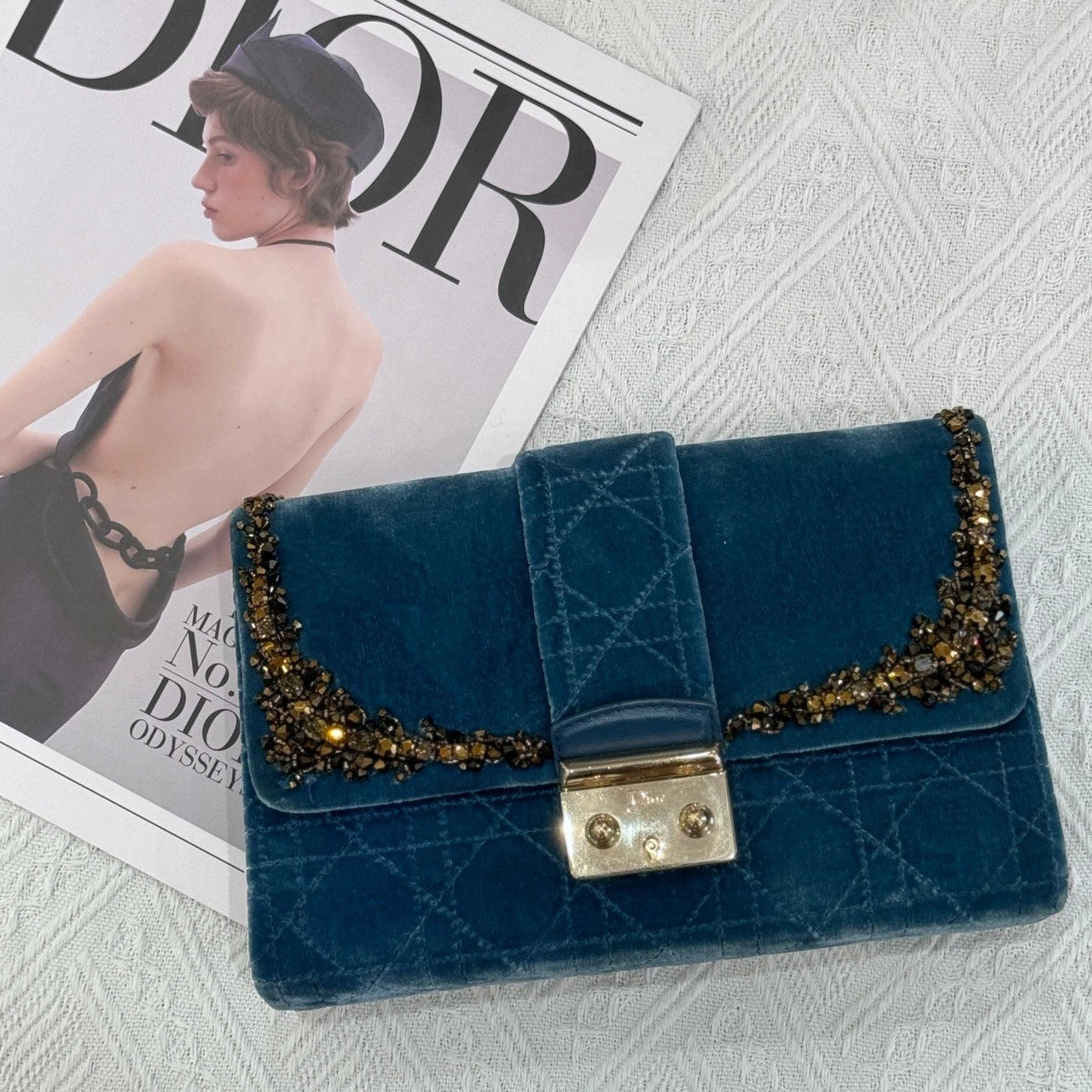Dior Velvet Clutch Evening Handbag for Women
