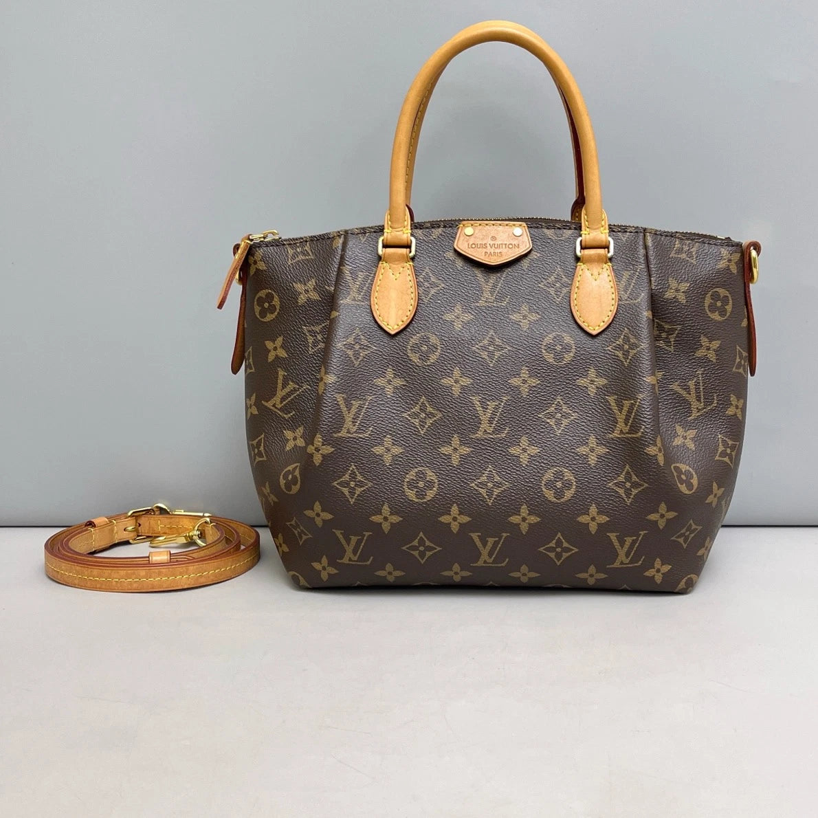 Authentic Louis Vuitton Turenne PM Monogram Top Handle Crossbody Bag Brown GHW