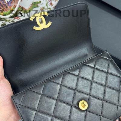 Chanel Black Quilted Calfskin Small Classic Flap Bag with Pearl Chain