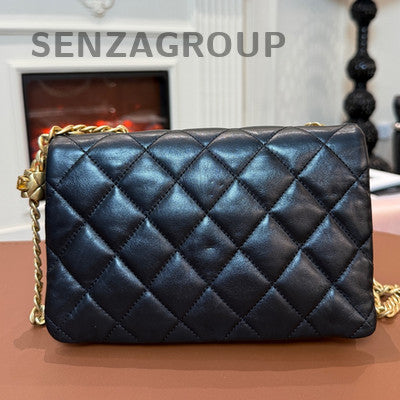 Chanel Classic Flap Black Gold Chain Shoulder Crossbody Bag Quilted
