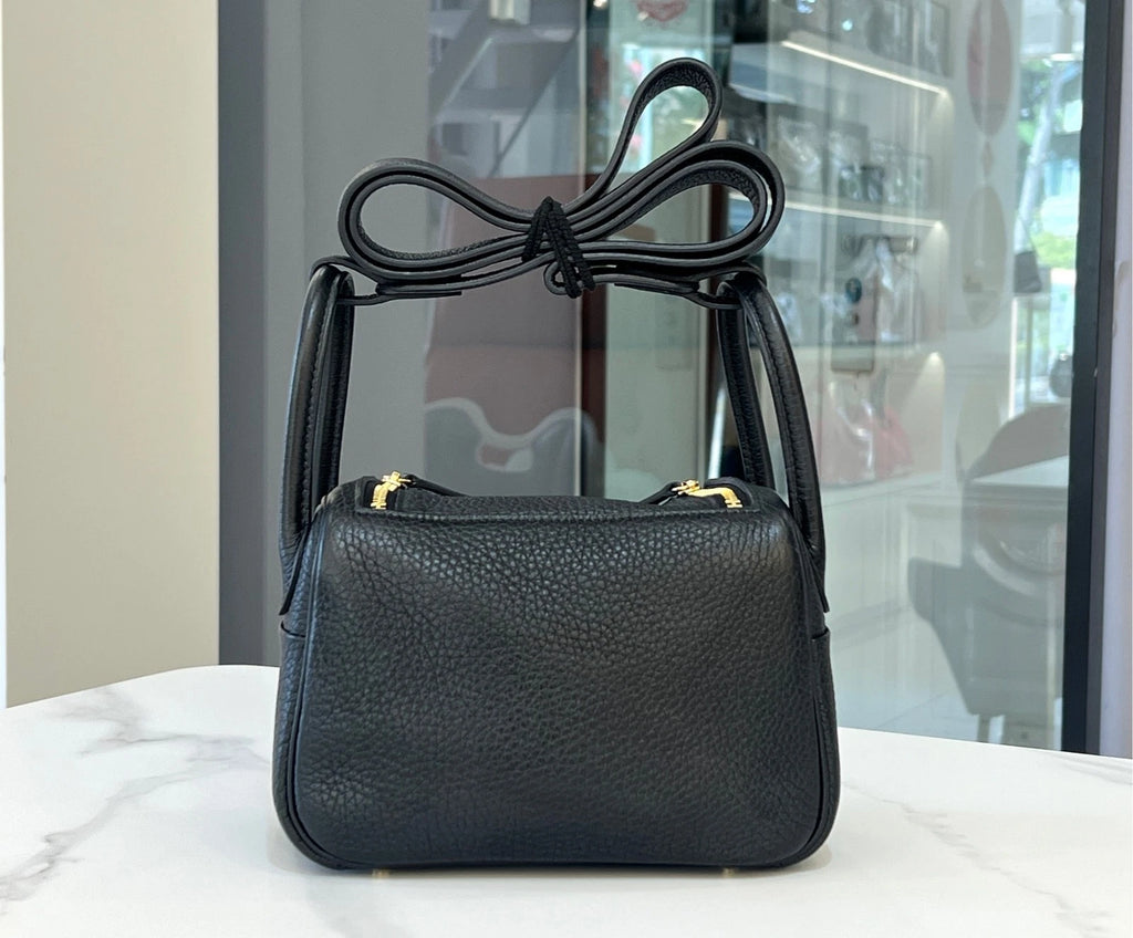 Hermes Mini Lindy Black Gold Handbag For Women