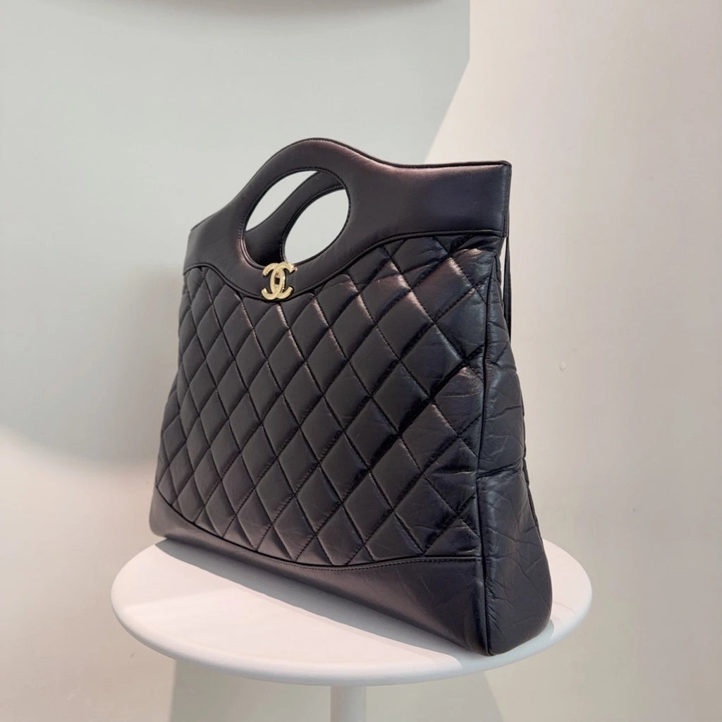 Chanel 2023 Chip Version 31 Bag Large Size Tote &amp; Shoulder Bag Black Classic