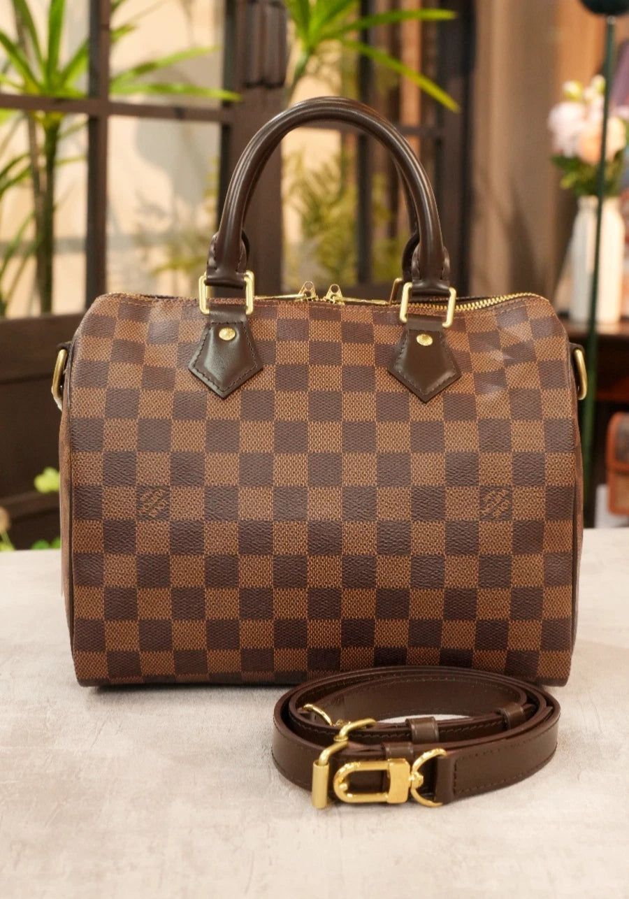 Louis Vuitton Speedy25 Damier Brown Shoulder Bag Top Handle Bag Excellent