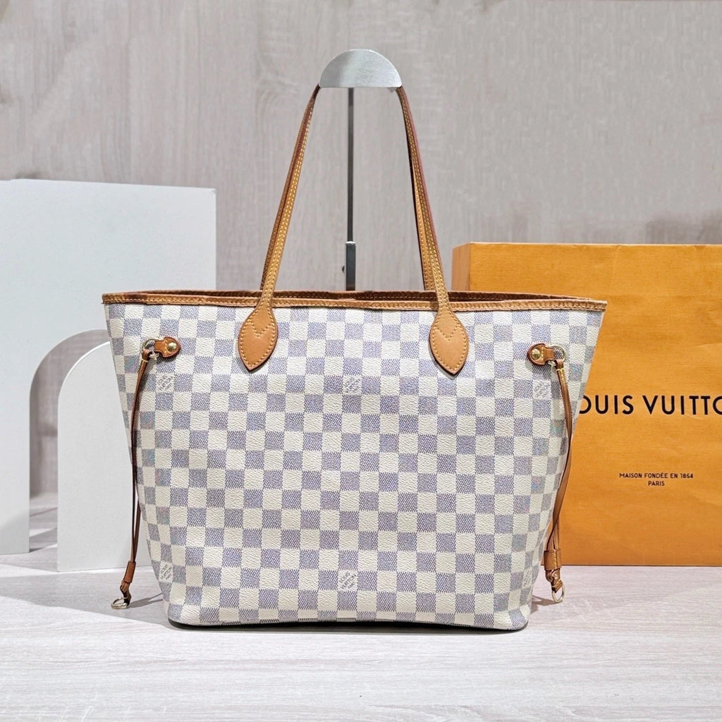 Louis Vuitton White Damier Canvas Neverfull MM Tote For Women