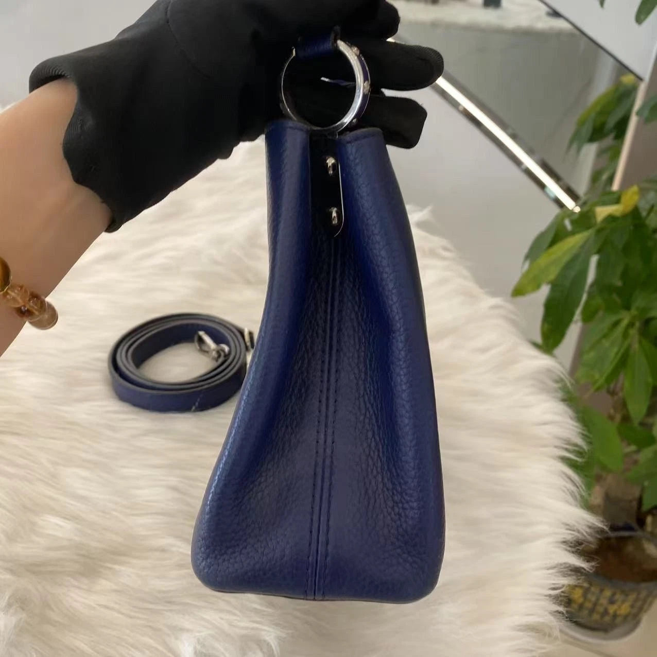 Louis Vuitton Capucines BB Handbag Blue Silver Classic Women's Bag