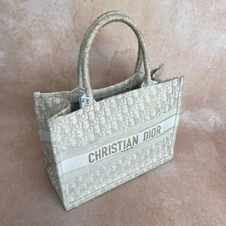 Authentic Dior Canvas Medium Book Tote Bag For Women