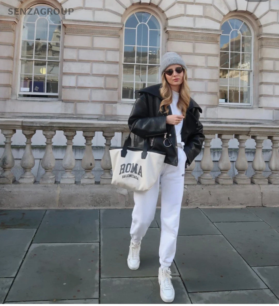 Balenciaga City Series CHENDU Canvas Leather Top Handle Shoulder Bag Women White