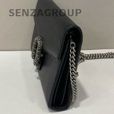 Gucci Dionysus WOC Chain Shoulder Crossbody Bag Black Silver Classic Women