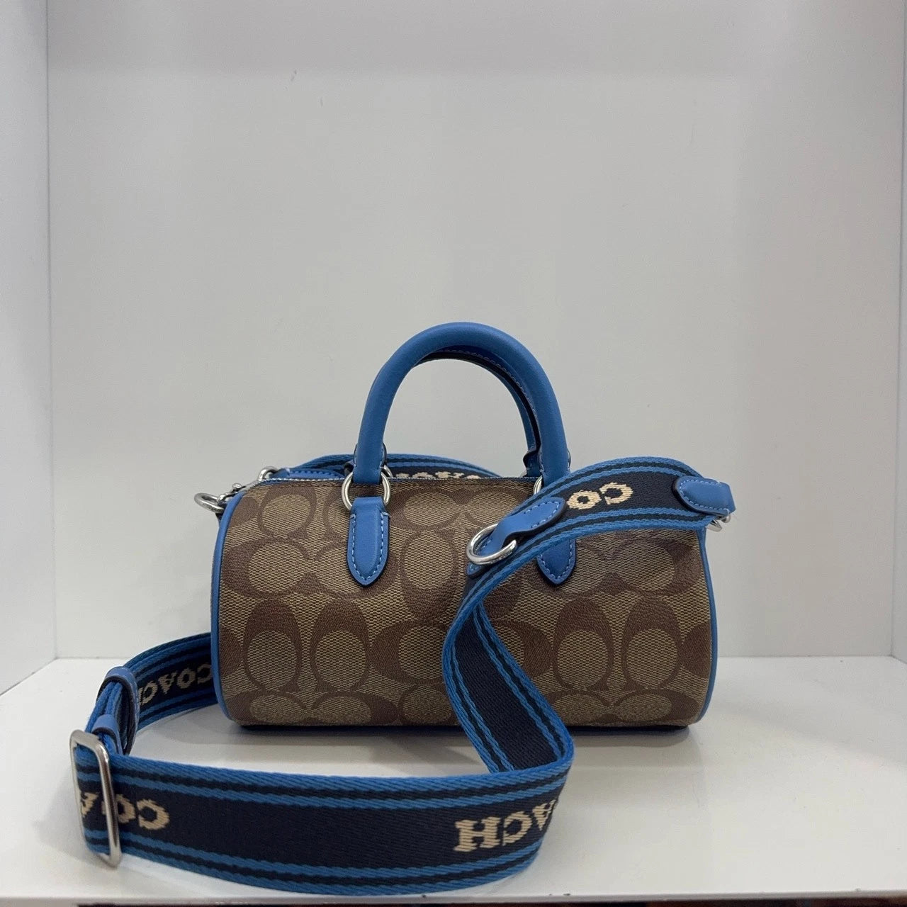 Coach Lacey 19 PVC Logo Printed Boston Crossbody Handbag For Women