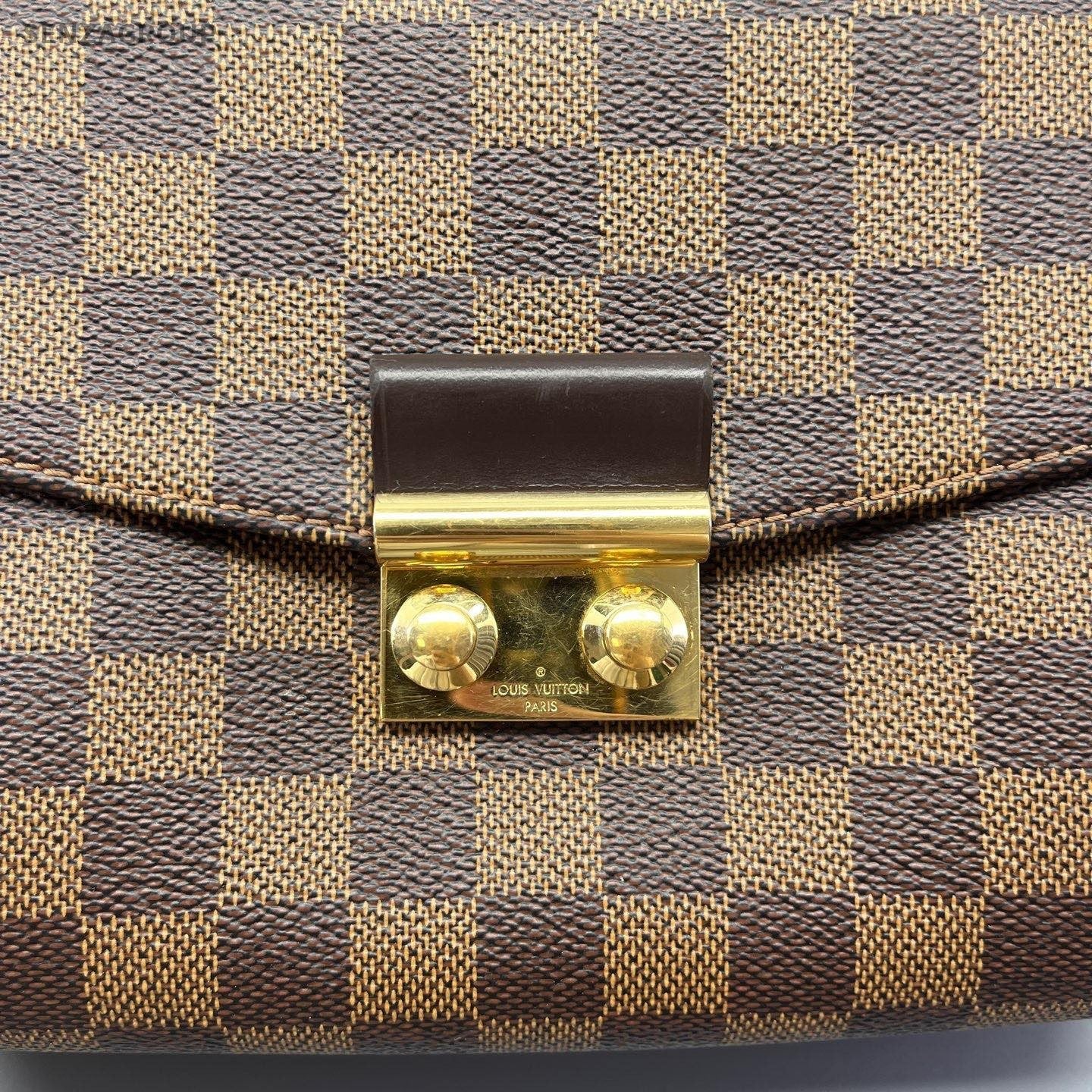 Louis Vuitton Damier Ebene Top Handle Shoulder Crossbody Messenger Bag Brown