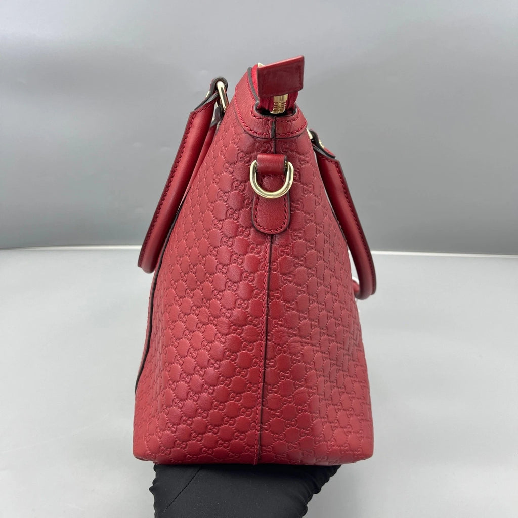 Gucci Red Leather Dumpling Top Handle Bag For Women