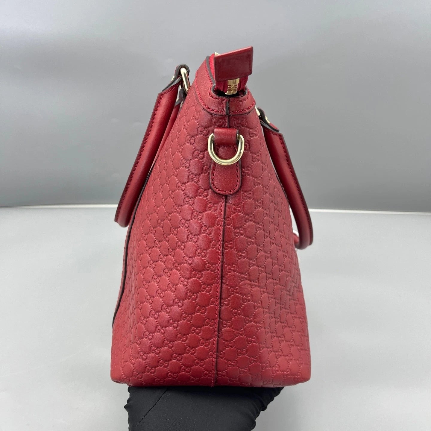Gucci Red Leather Dumpling Top Handle Bag For Women