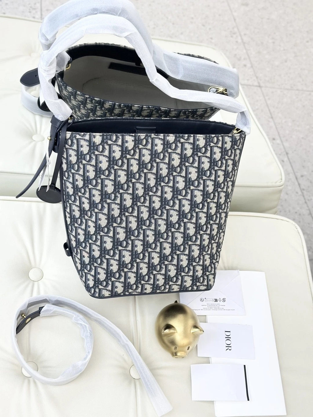 Christian Dior Star Bucket PM Monogram Shoulder Crossbody Bag Blue Women S