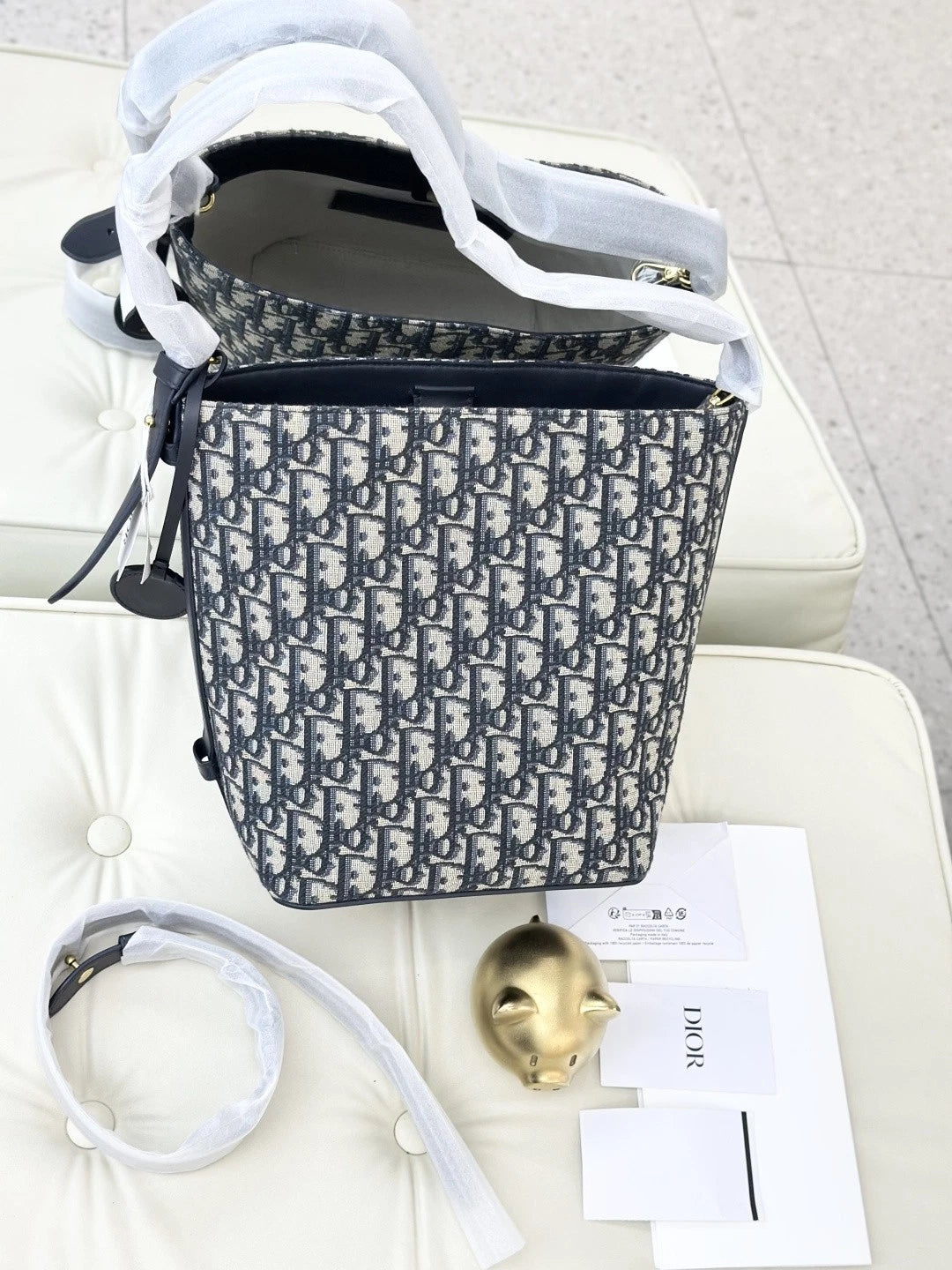 Christian Dior Star Bucket PM Monogram Shoulder Crossbody Bag Blue Women S