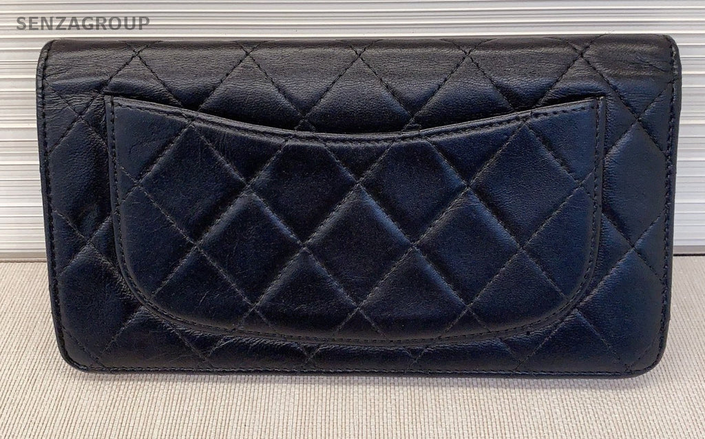Chanel Quilted Clutch Wallet Black Women
